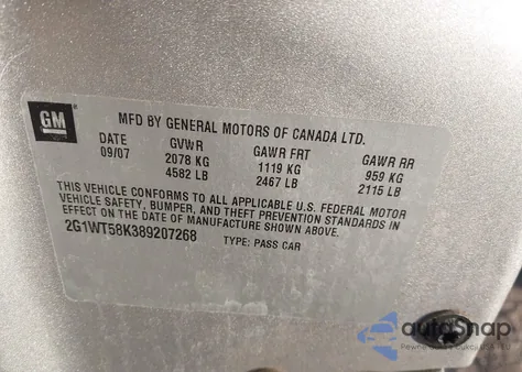 2008 Chevrolet Impala Lt z USA, uszkodzony, nr VIN 2G1WT58K389207268